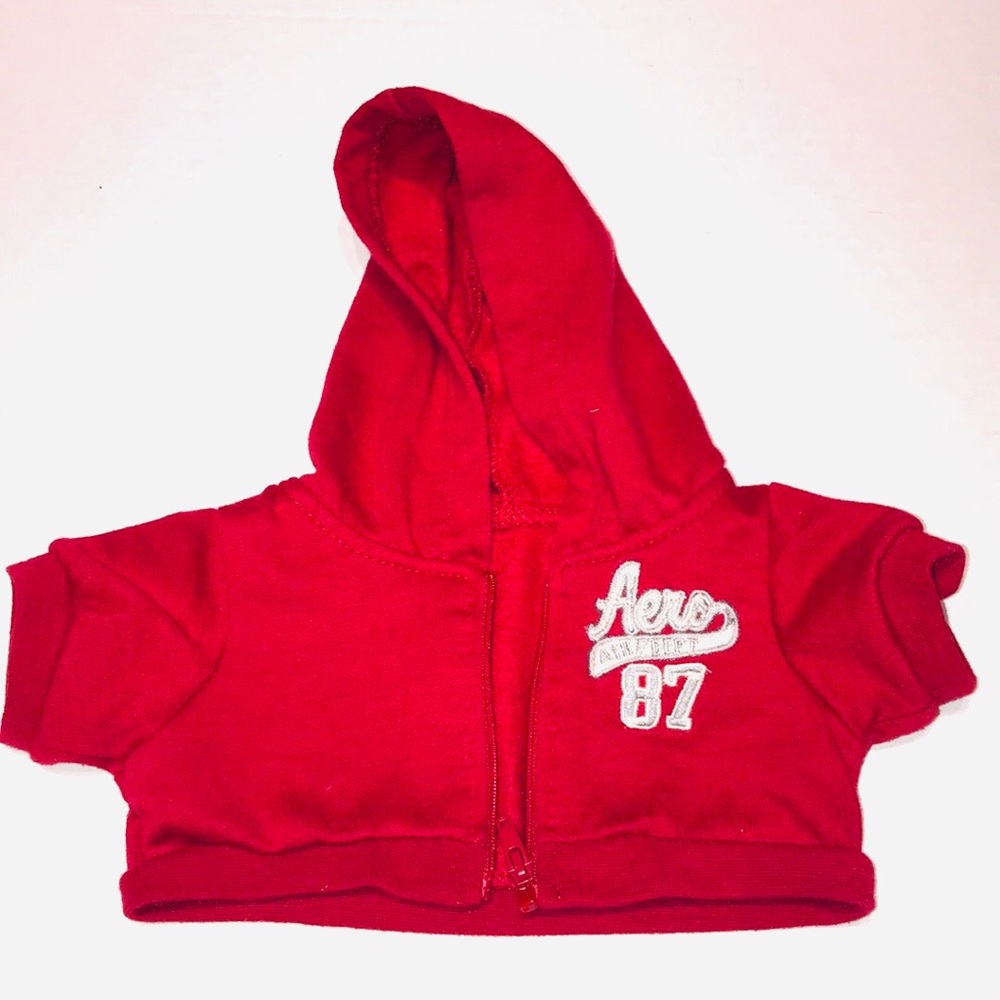 Aeropostale Plush Bear Red Hoodie Aero Ath Dept 87